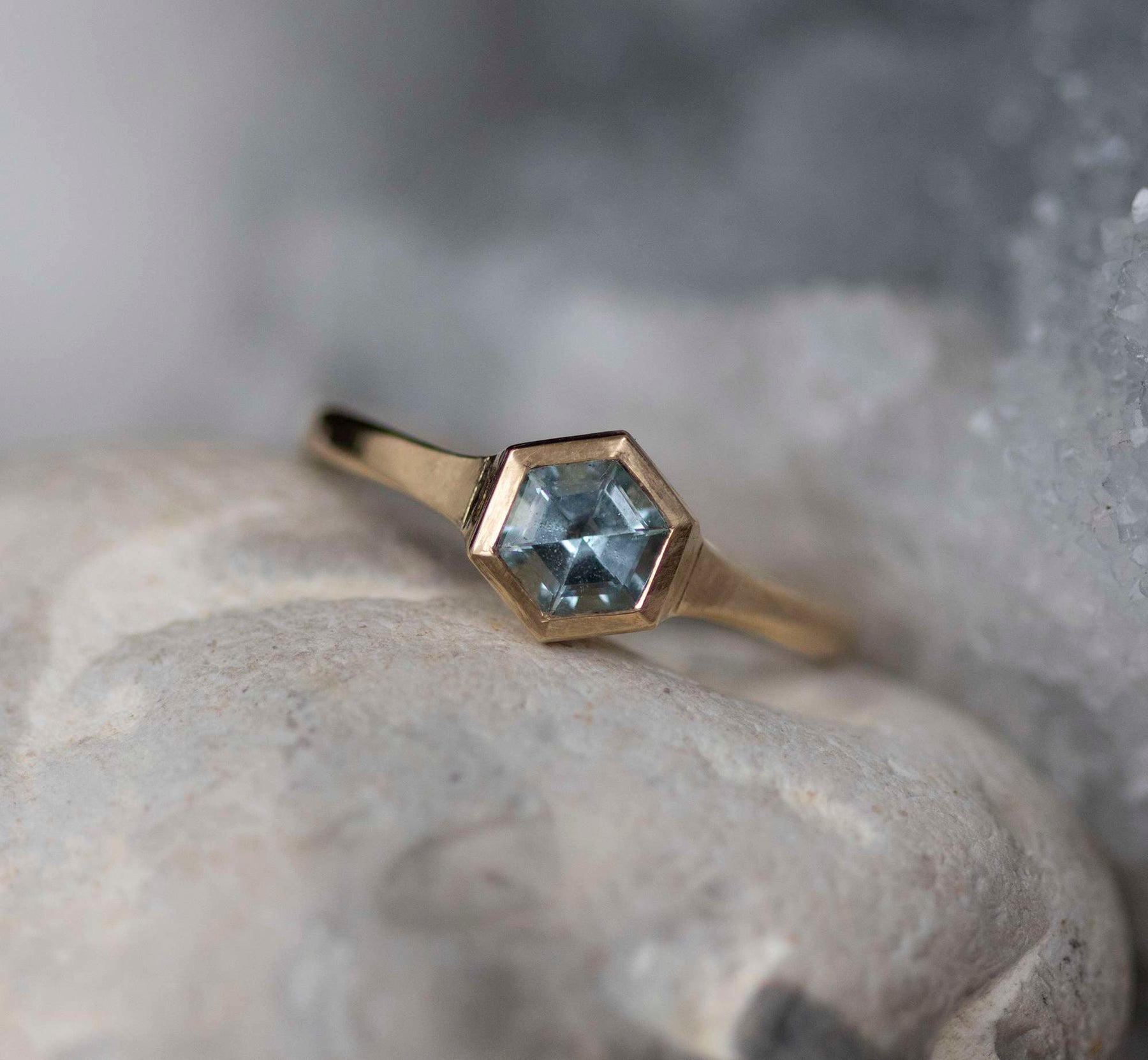 Aquamarine Ring, Hexagon Cut - Boutee