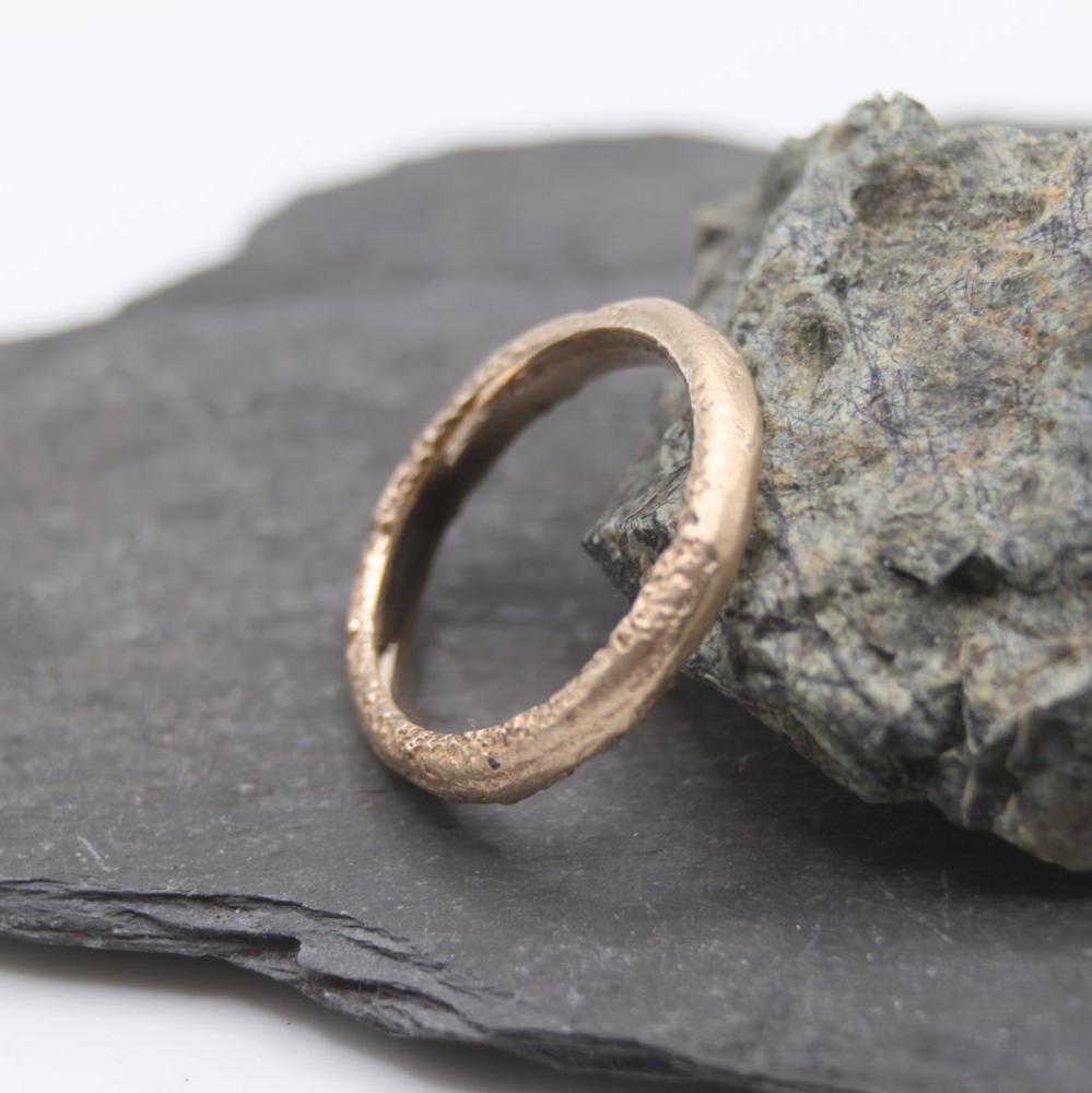 Uniquely Textured Thin Sandcast Ring - Boutee