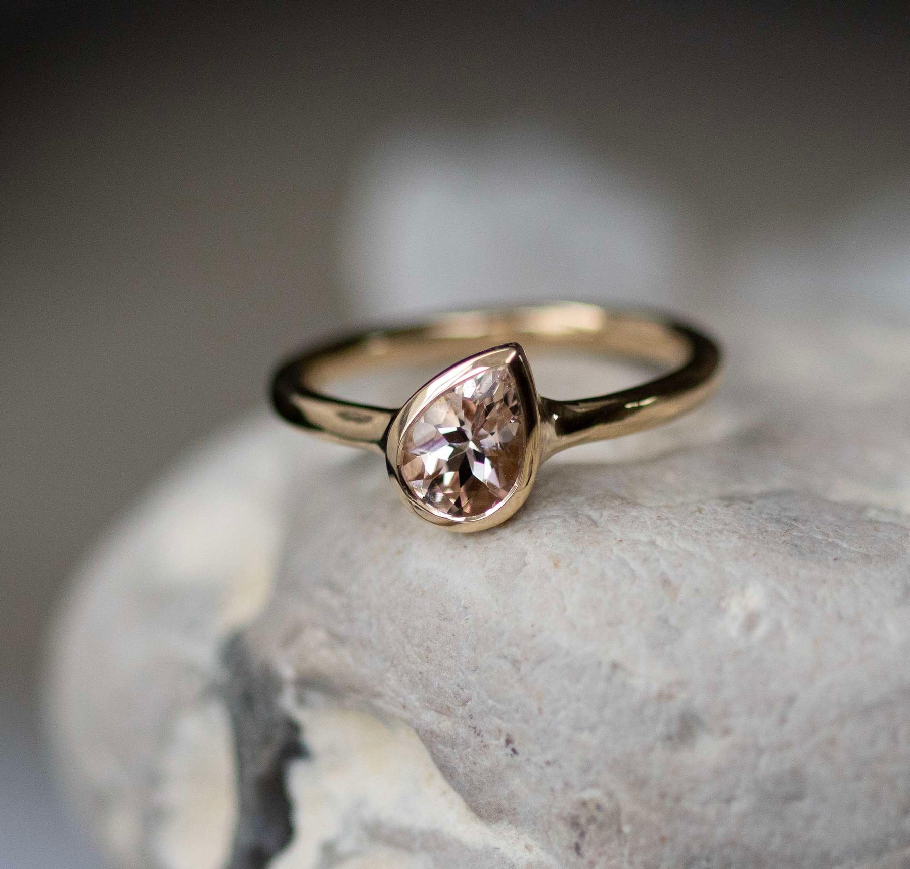 Morganite Pear Ring - Boutee