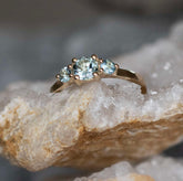 Aquamarine Ring, Portia 3 Stone Setting - Boutee