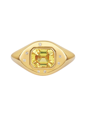 Yellow Sapphire Signet Ring - Boutee