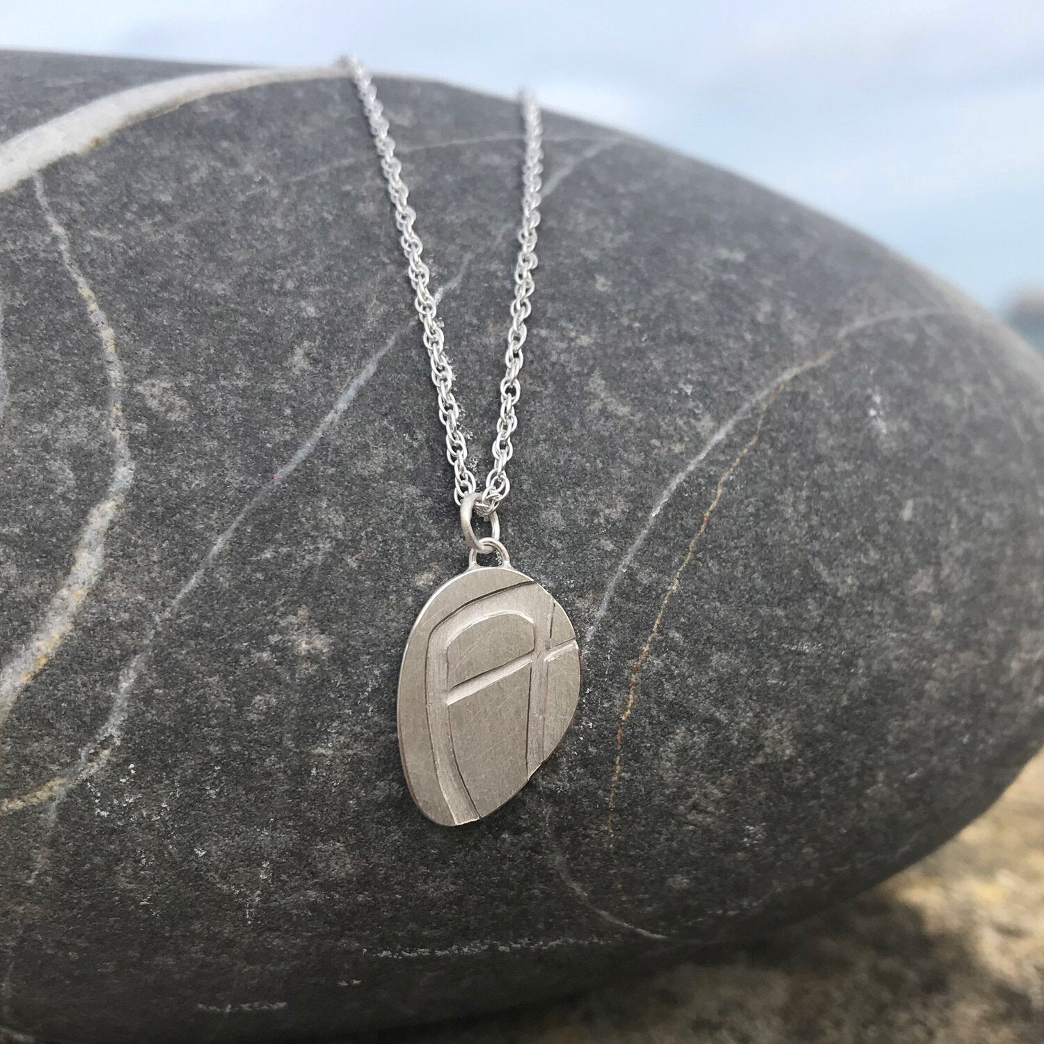 Letter Pebble Pendant Necklace