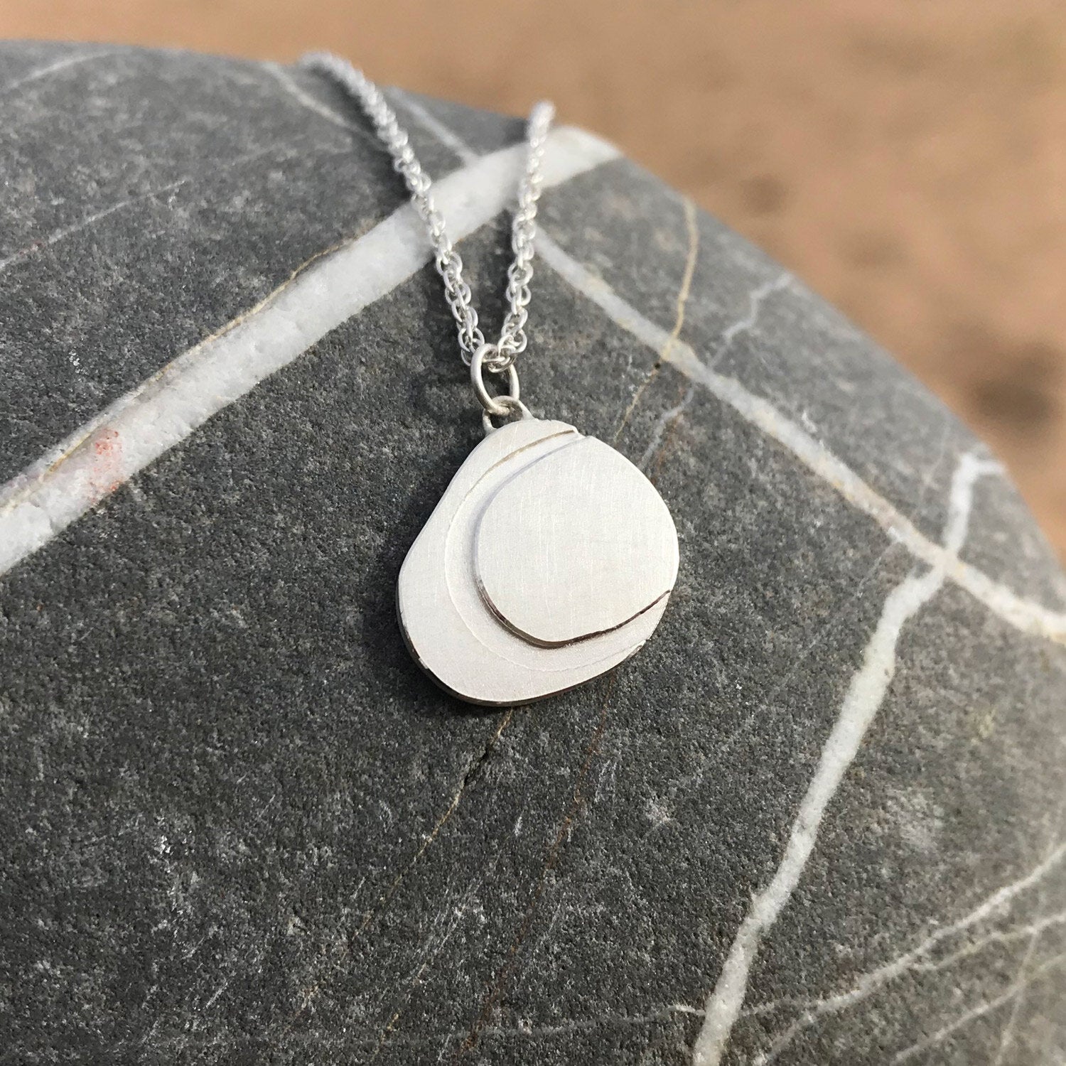 Letter Pebble Pendant Necklace