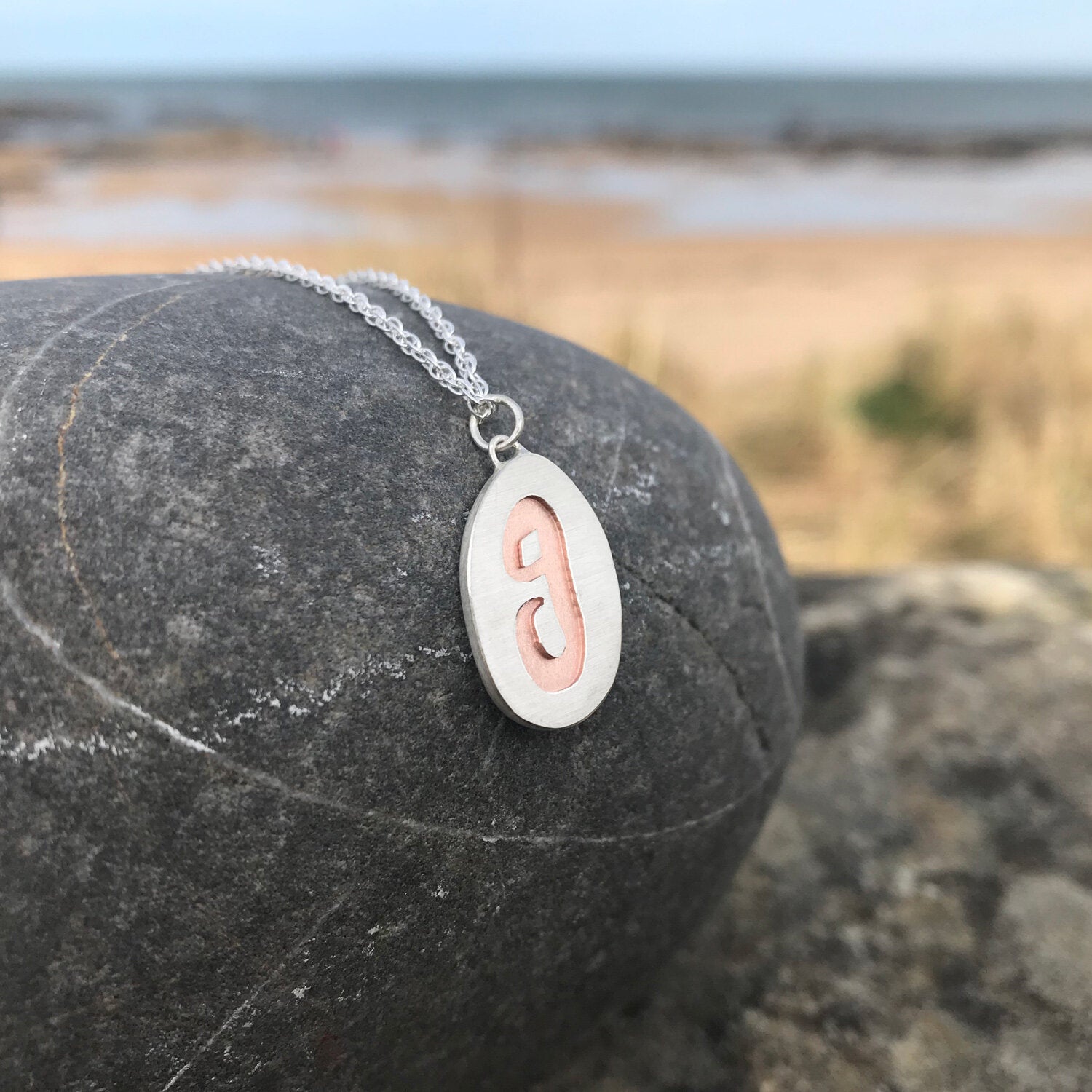 Letter Pebble Pendant Necklace