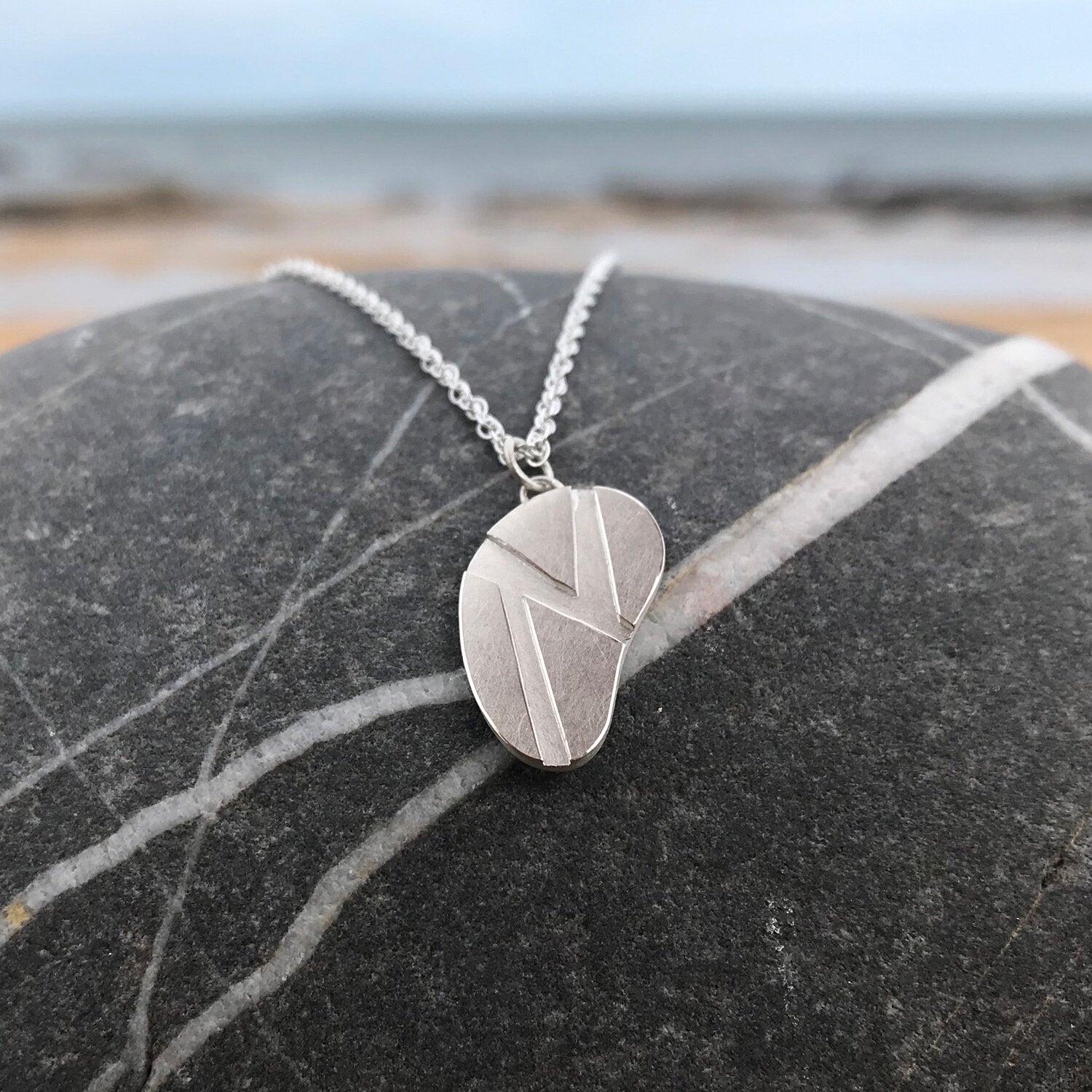 Letter Pebble Pendant Necklace