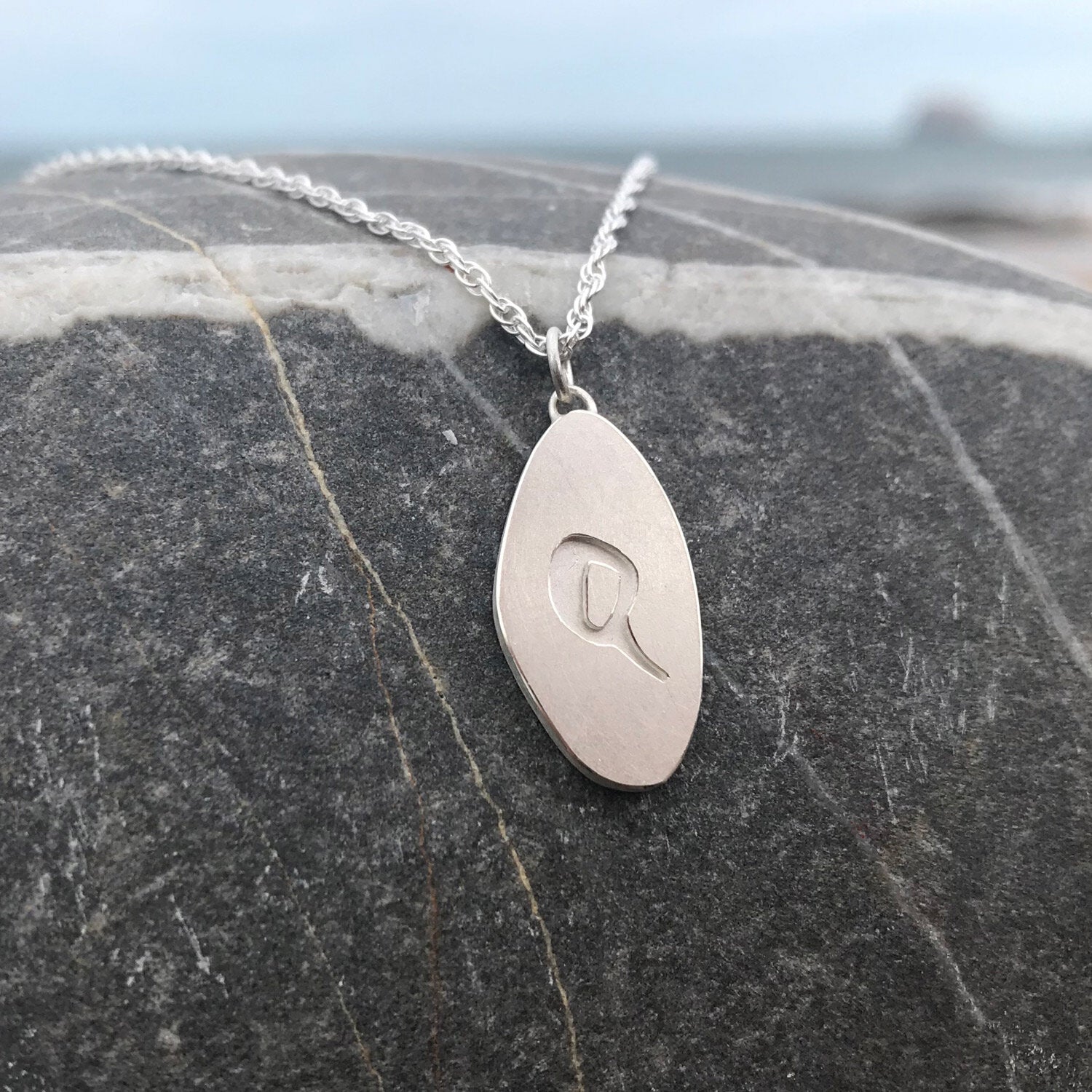 Letter Pebble Pendant Necklace