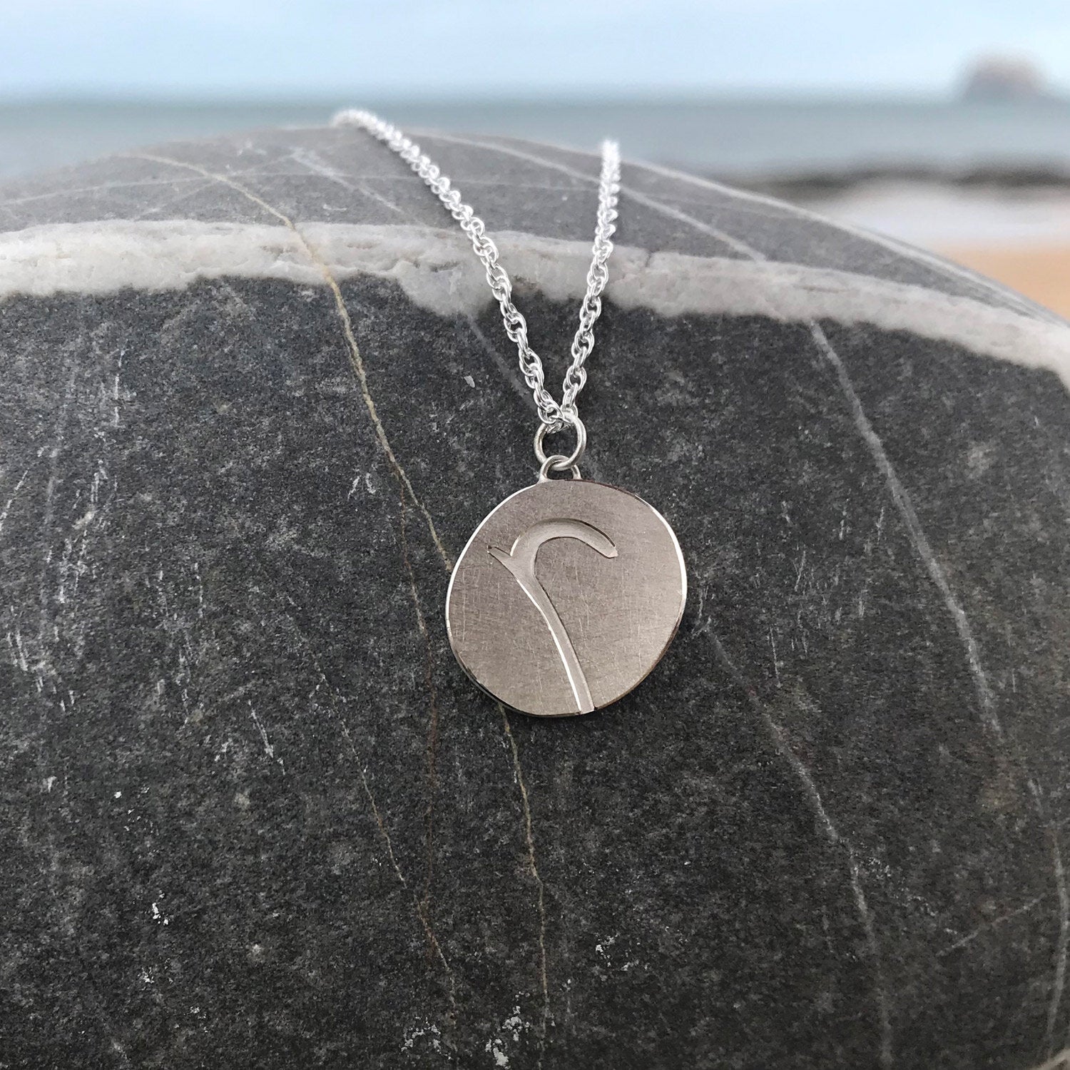 Letter Pebble Pendant Necklace