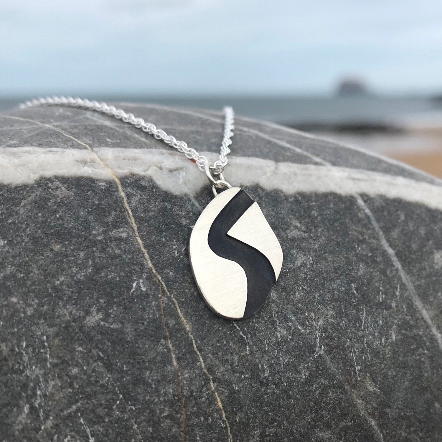 Letter Pebble Pendant Necklace