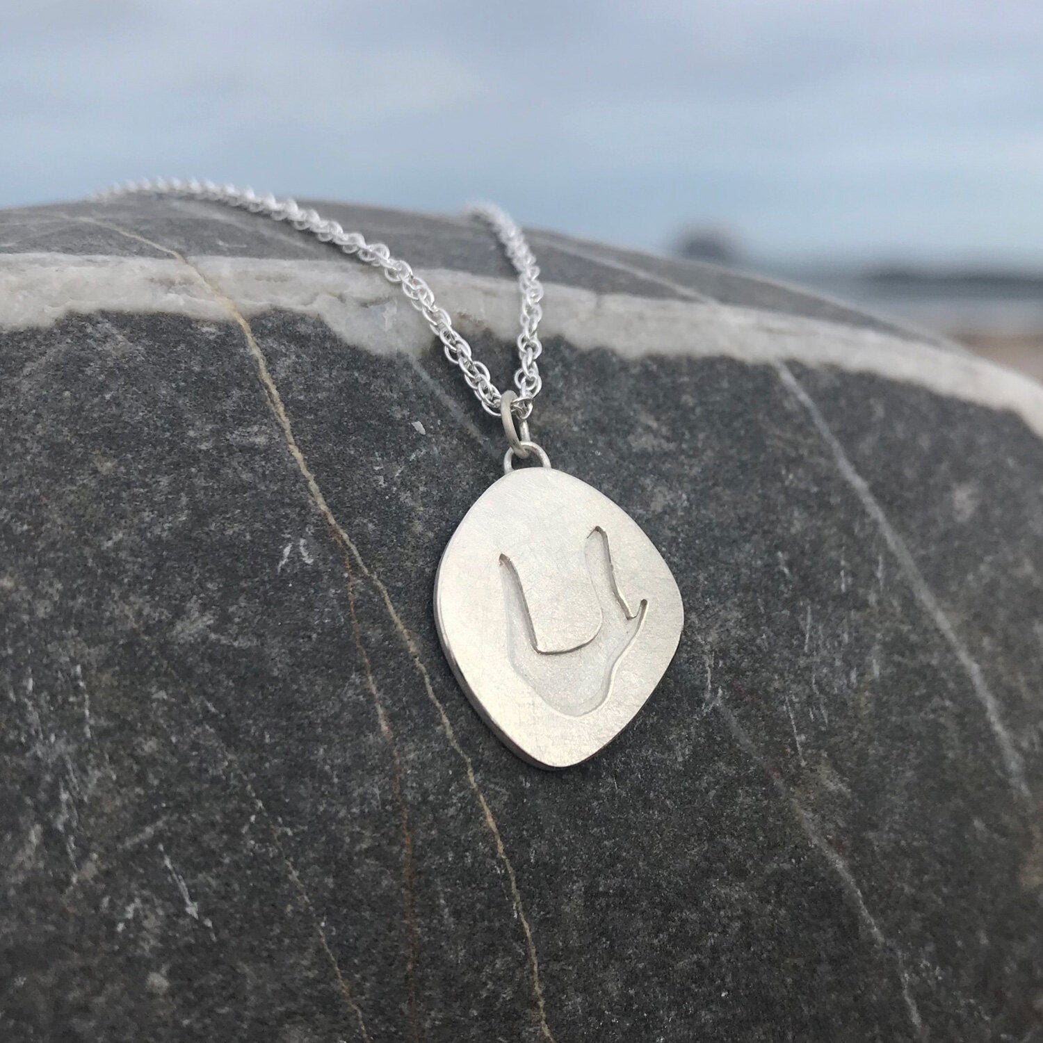 Letter Pebble Pendant Necklace