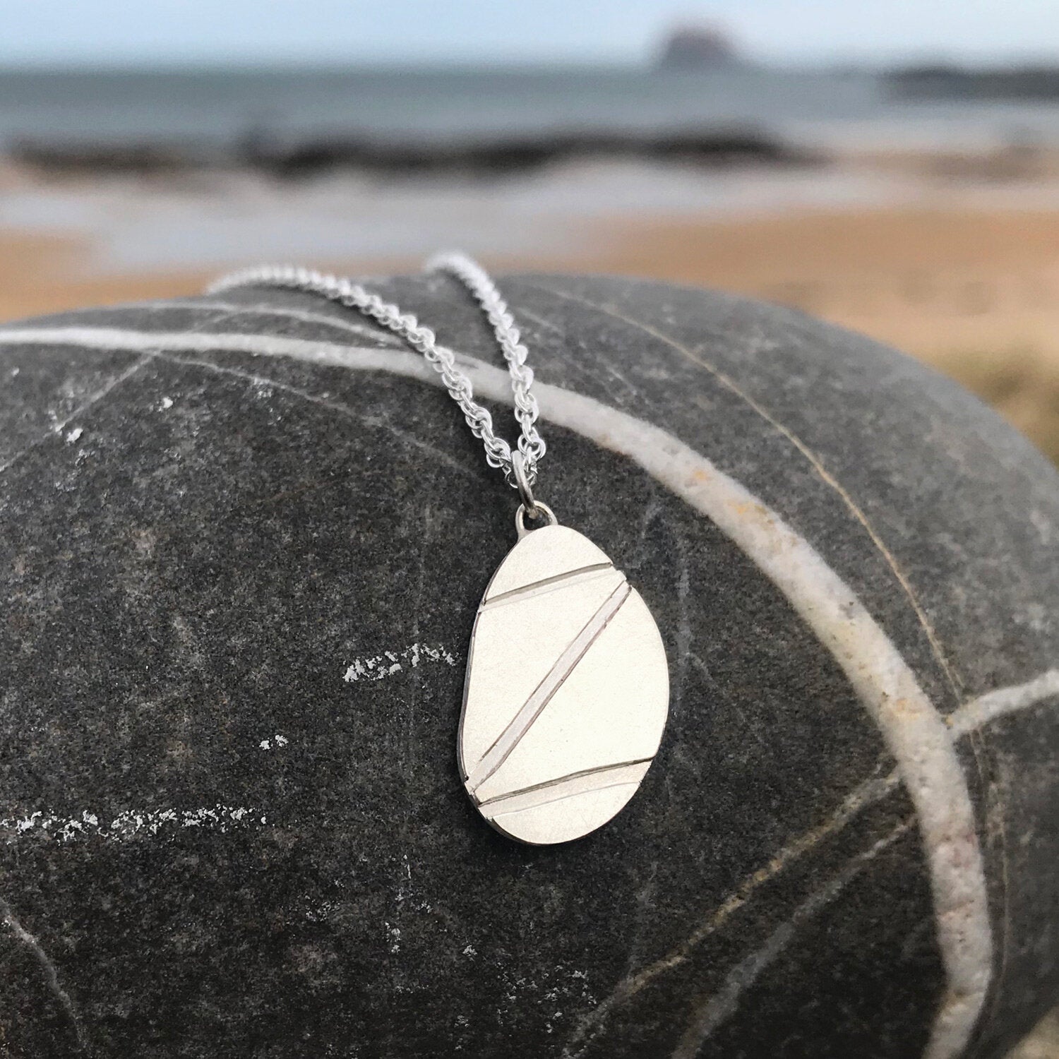 Letter Pebble Pendant Necklace