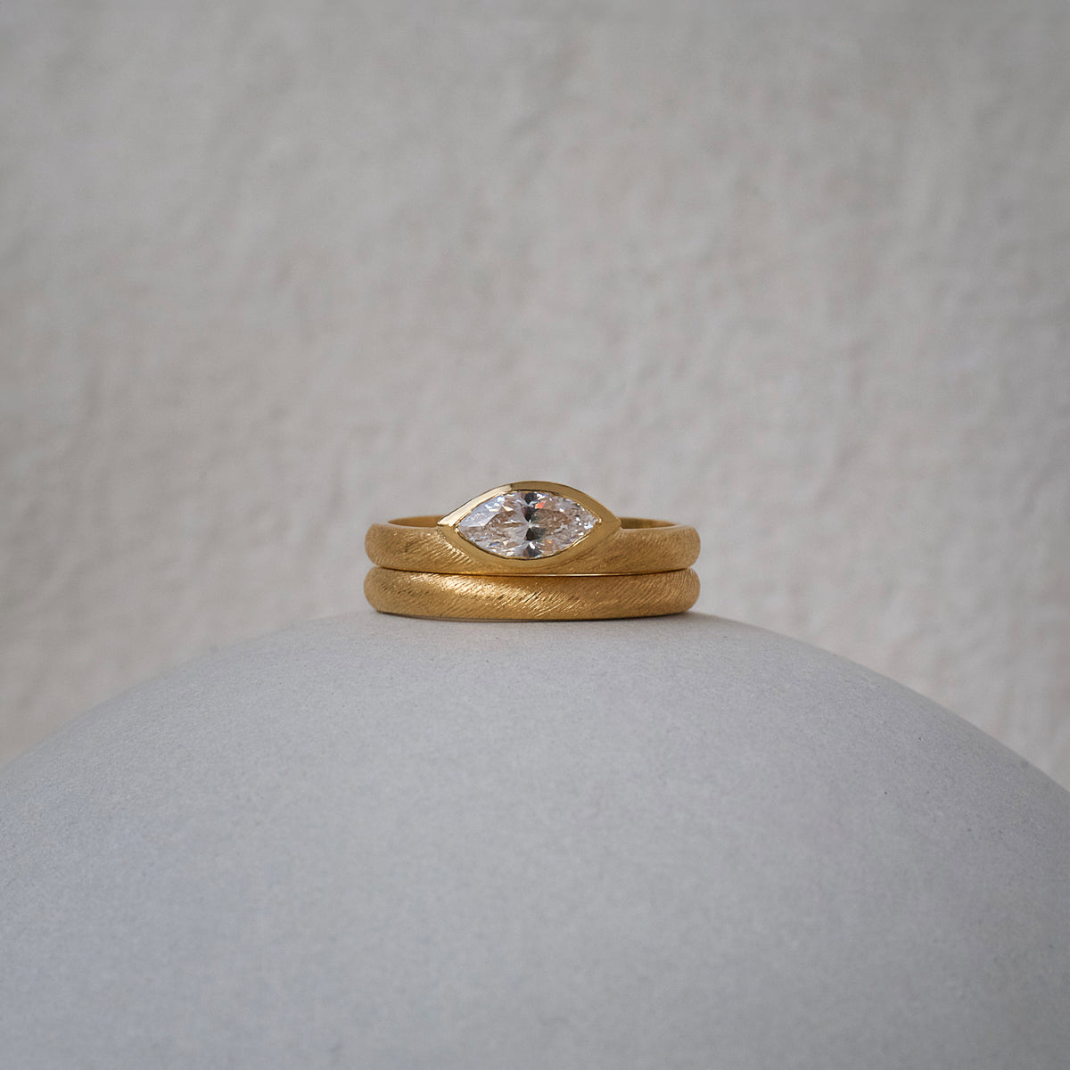 Offset Marquis Diamond Textured Ring