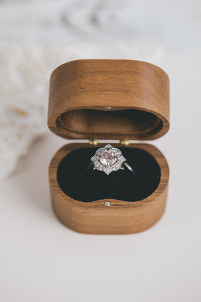 Morganite Shaped Halo Engagement Ring - Boutee