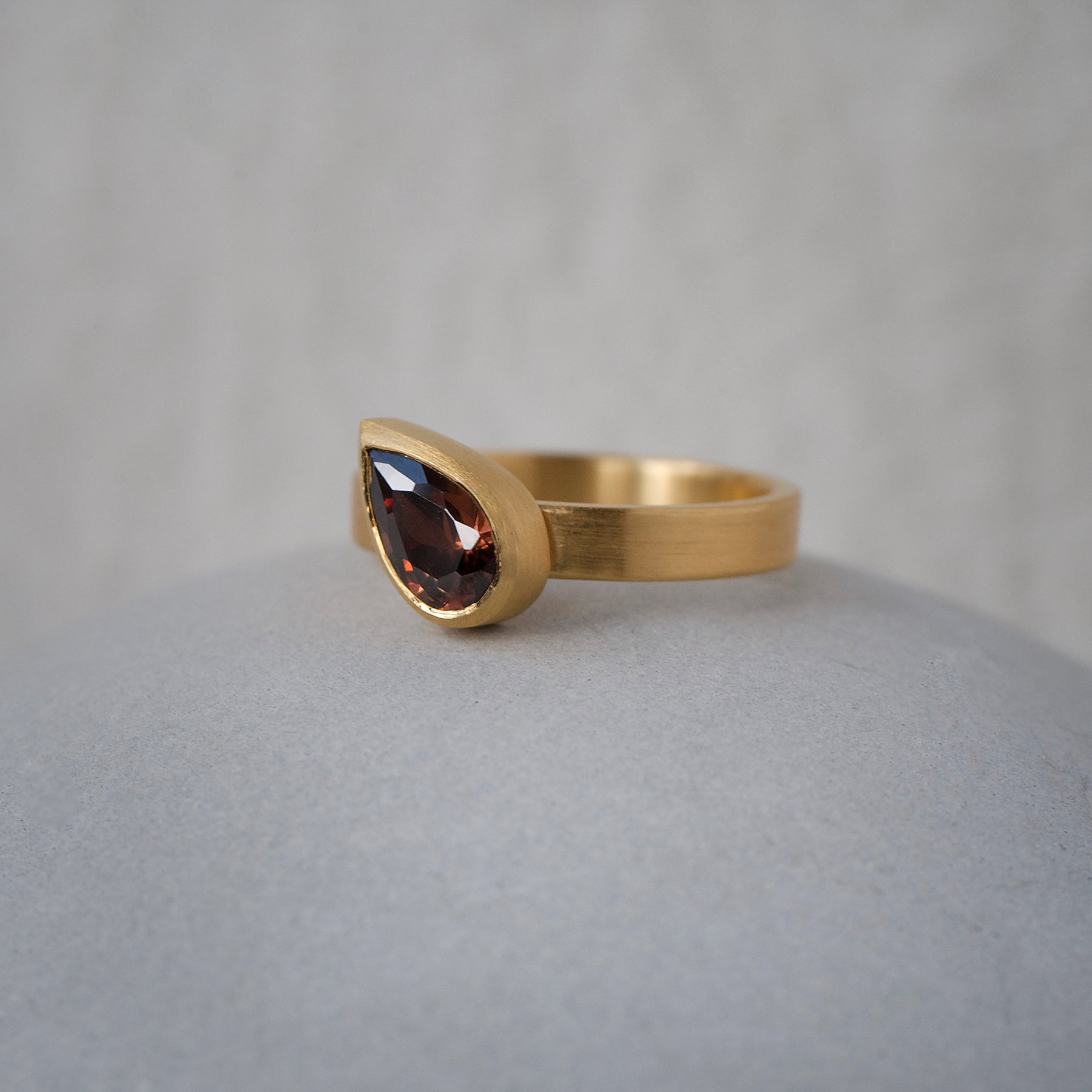 Asymmetric Pear Cognac Diamond Engagement Ring