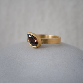 Asymmetric Pear Cognac Diamond Engagement Ring