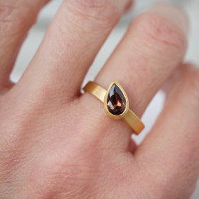 Asymmetric Pear Cognac Diamond Engagement Ring