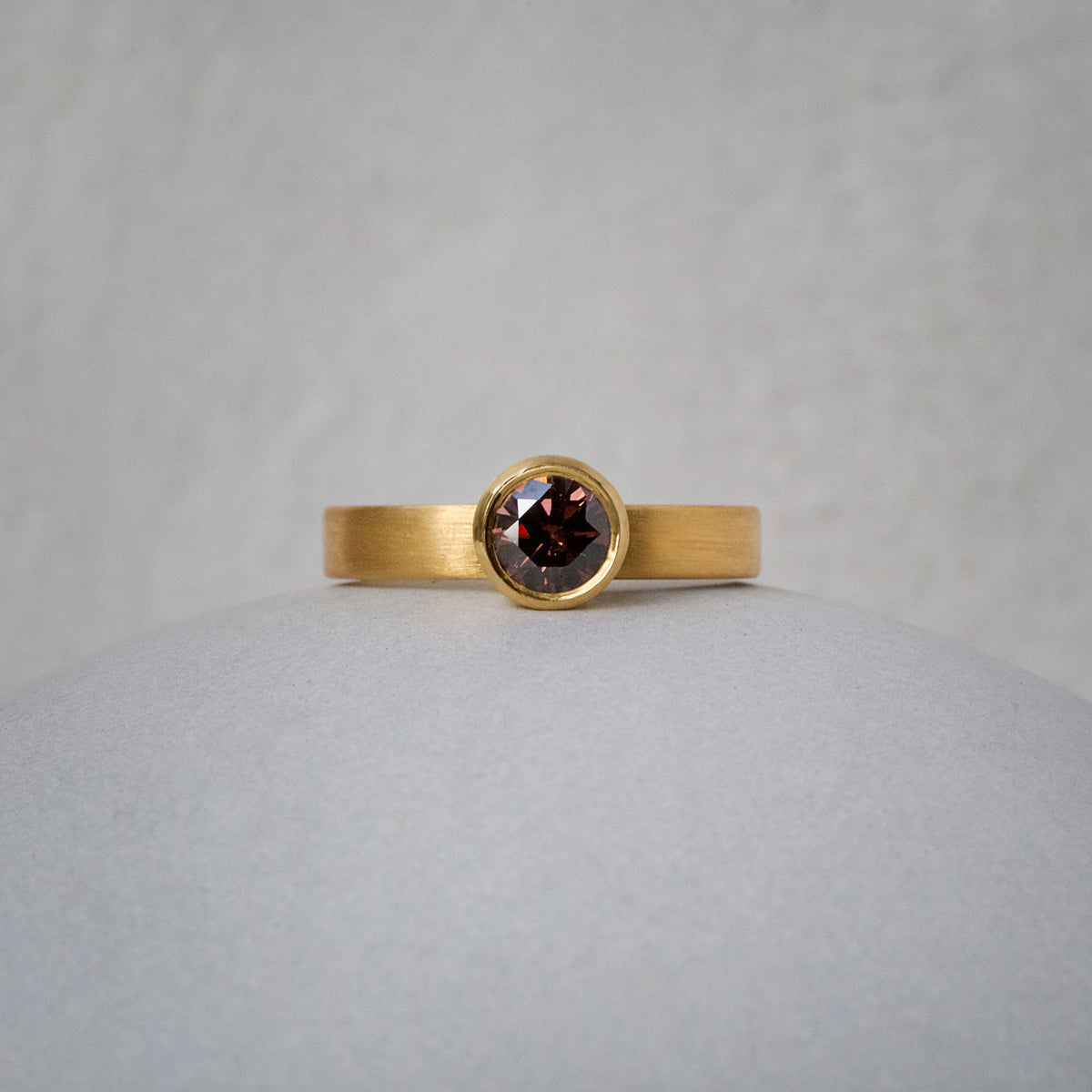 Cognac Diamond Solitaire Engagement Ring