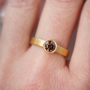 Cognac Diamond Solitaire Engagement Ring