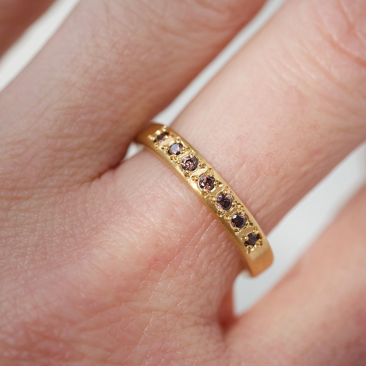 Cognac Diamond Half Eternity Ring