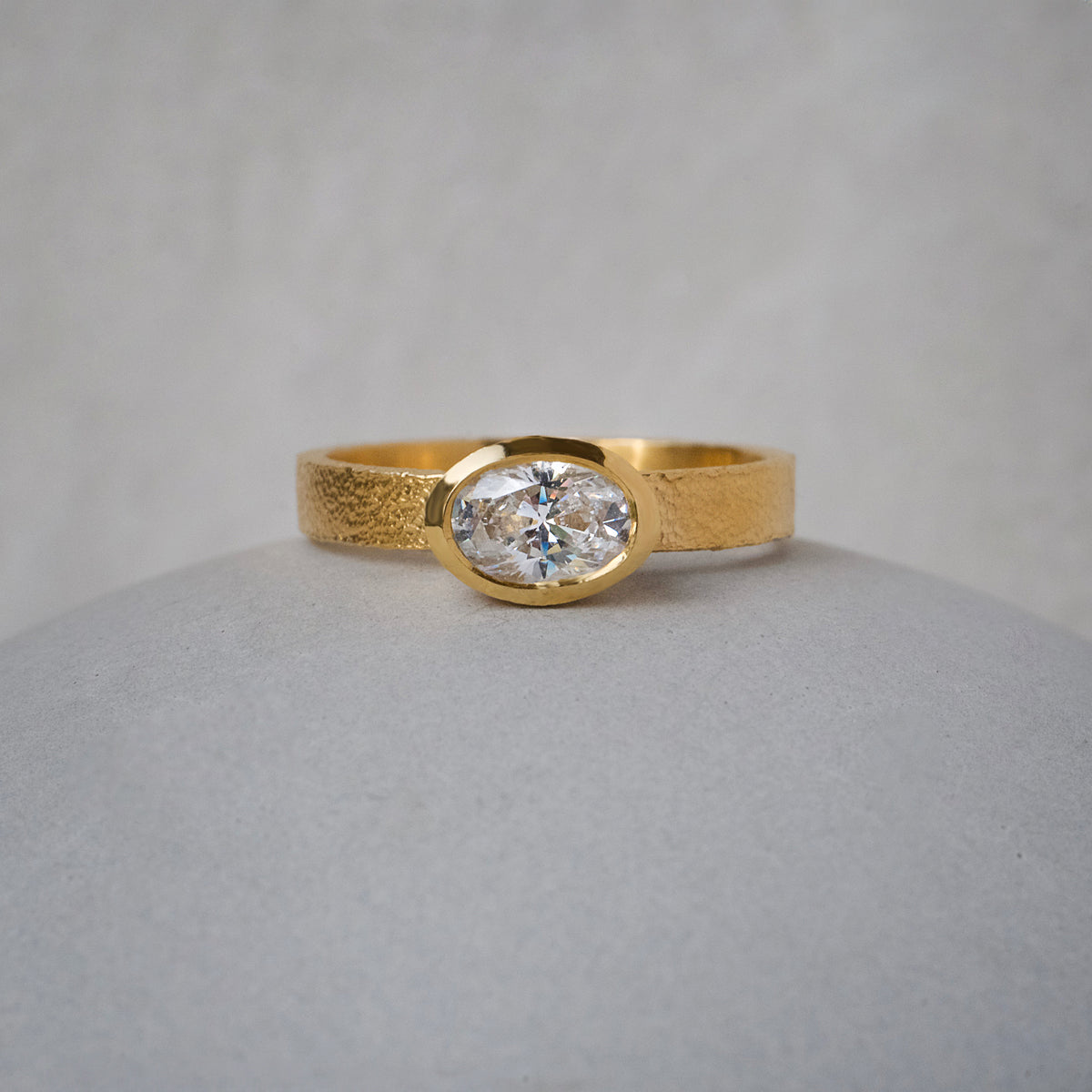 Oval East West Diamond Engagement Ring