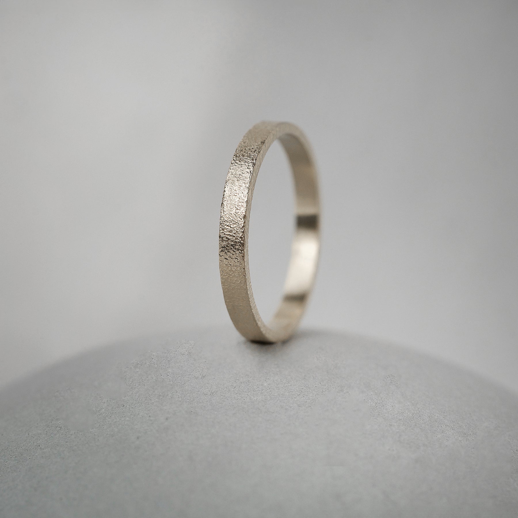 Fine Satin Hammered Ring Band