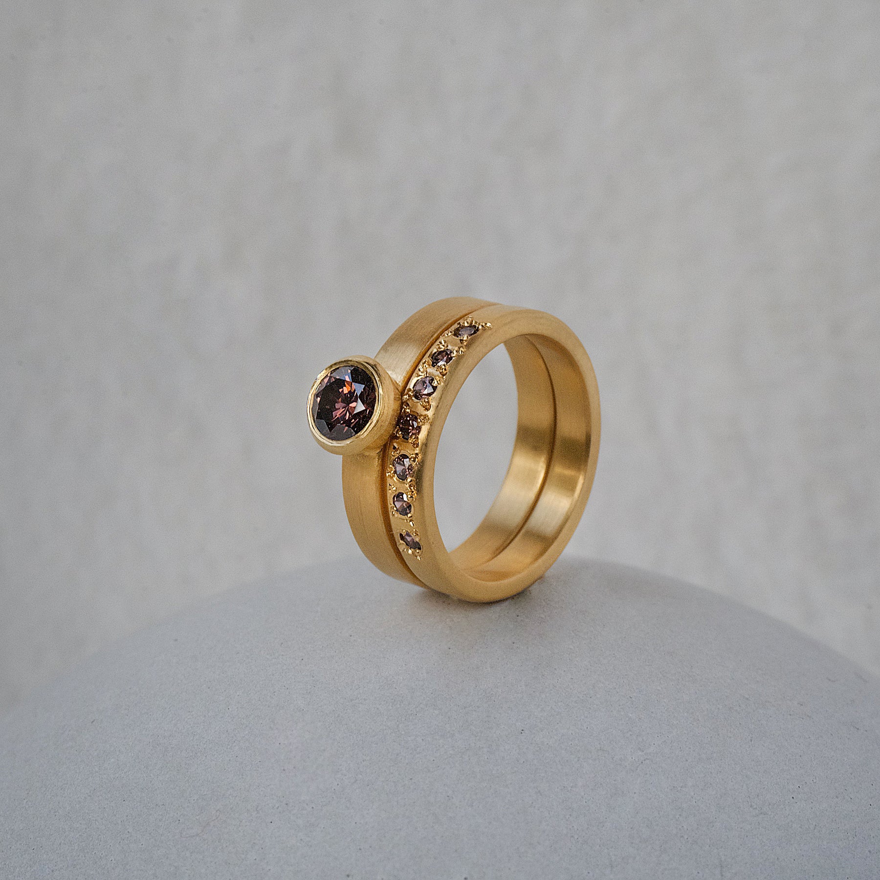 Cognac Diamond Half Eternity Ring