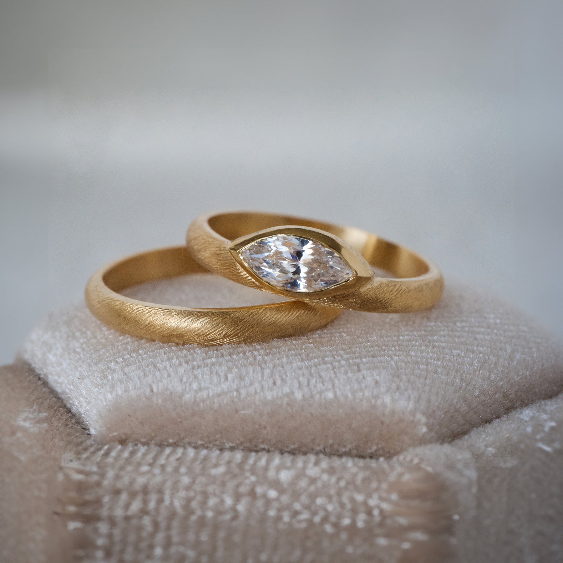 Offset Marquis Diamond Textured Ring