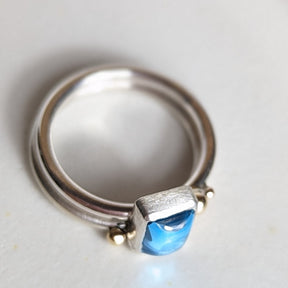 Oblong Swiss Blue Topaz Silver Stacking Rings - Ocean CollectionRingsBooblinka Jewellery