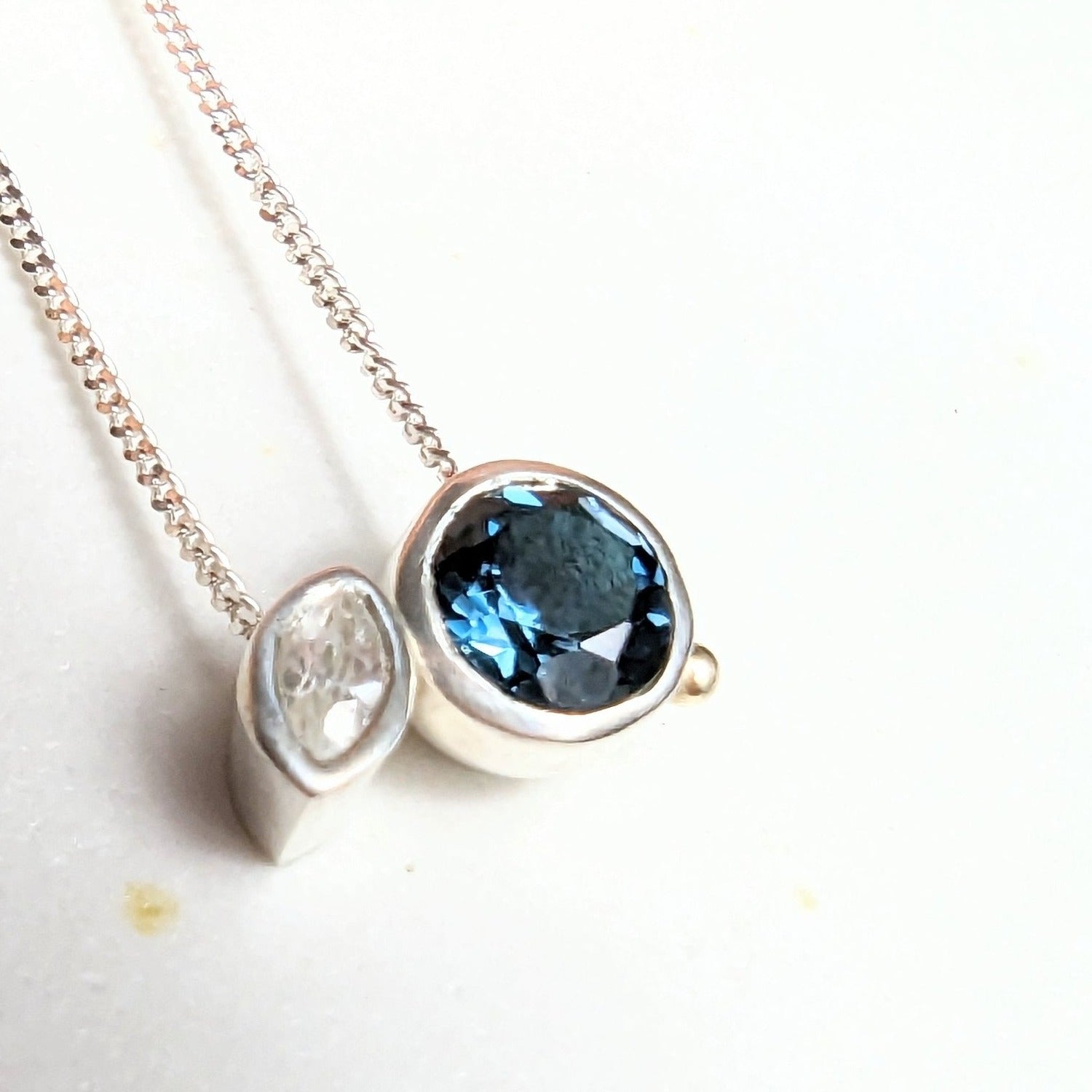 Silver Necklace with London Blue Topaz & White Zircon - Ocean CollectionNecklacesBooblinka Jewellery