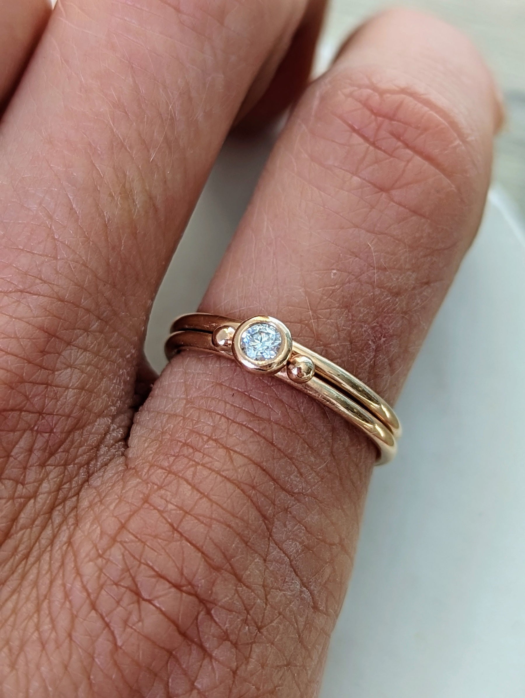 Rose Gold Moissanite Engagement Stacking Rings – DEI Collection