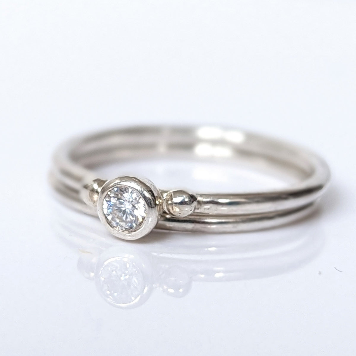 Moissanite Silver Engagement Stacking Rings – DEI Collection