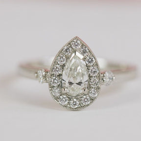 Pear Shaped Halo Engagement Ring - Boutee