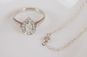 Pear Shaped Halo Engagement Ring - Boutee