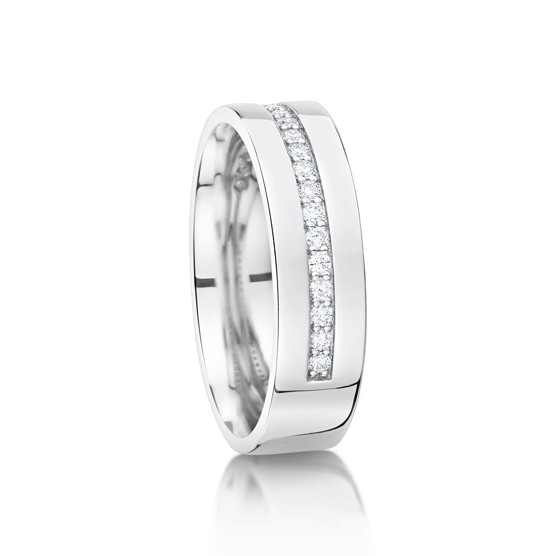 Mens Diamond Wedding Ring with diamonds in the centre