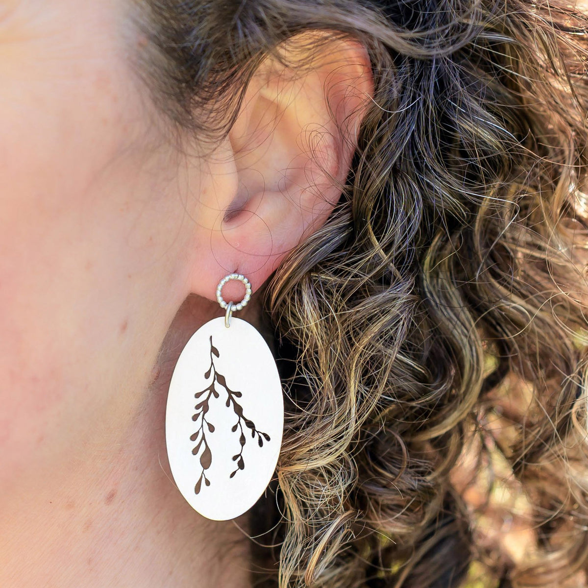 Seaweed Pattern Earrings Silver