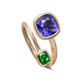 Tanzanite and Tsavorite Twist Ring