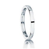 18ct White gold plain 2.0mm wide wedding ring on a white background.