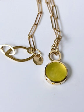 Bright Yellow Sea Glass Necklace in Solid 9ct GoldNecklacesBooblinka Jewellery