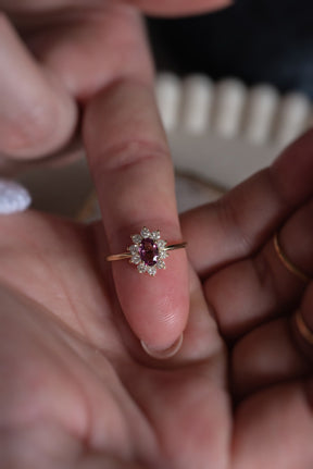 Custom 0.52ct Pink Orange Sapphire Halo Ring - Lelya - bespoke engagement and wedding rings made in Scotland, UK