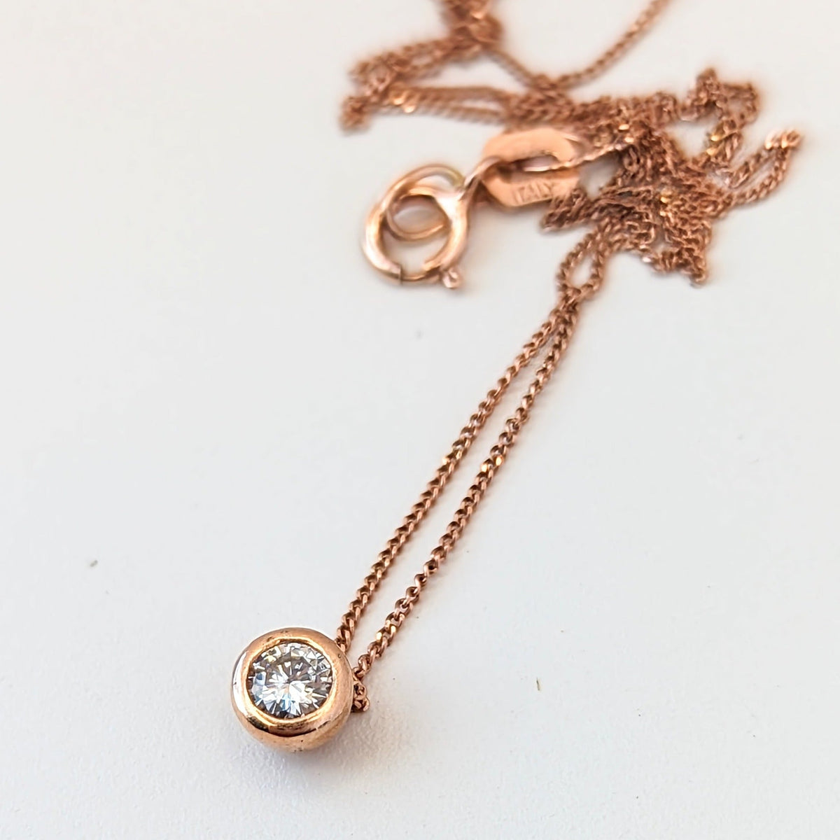 Rose Gold Moissanite Necklace - DEI CollectionNecklacesBooblinka Jewellery