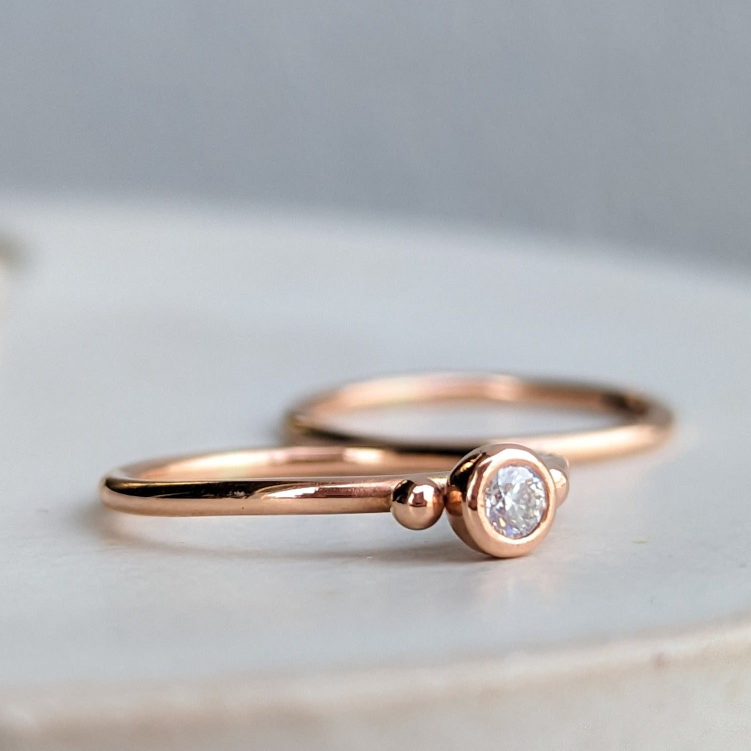 Rose Gold Moissanite Engagement Stacking Rings - DEI CollectionRingsBooblinka Jewellery