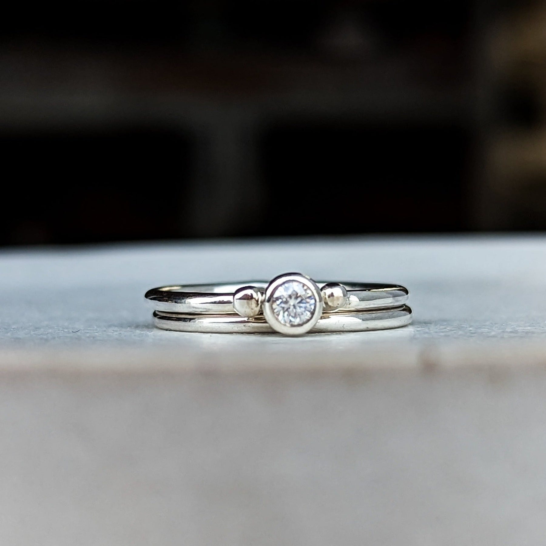 Moissanite Silver Engagement Stacking Rings - DEI CollectionRingsBooblinka Jewellery