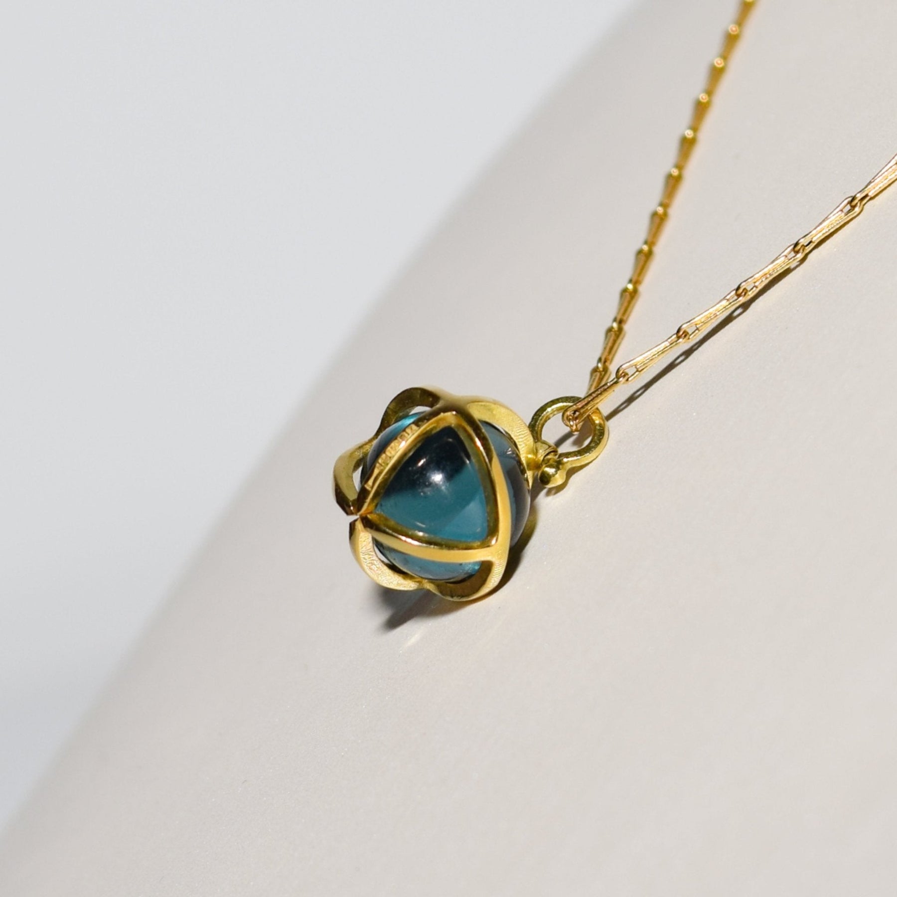 Drop of The Ocean - 18 Carat Gold Necklace with London Blue Topaz SphereNecklacesBooblinka Jewellery