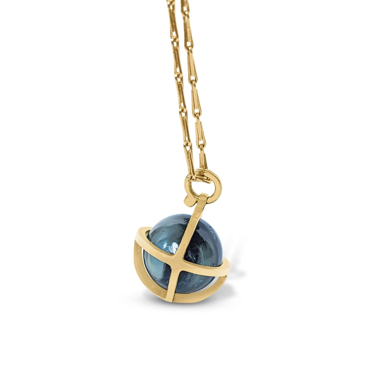 Drop of The Ocean - 18 carat Gold Necklace with London Blue Topaz SphereNecklacesBooblinka Jewellery