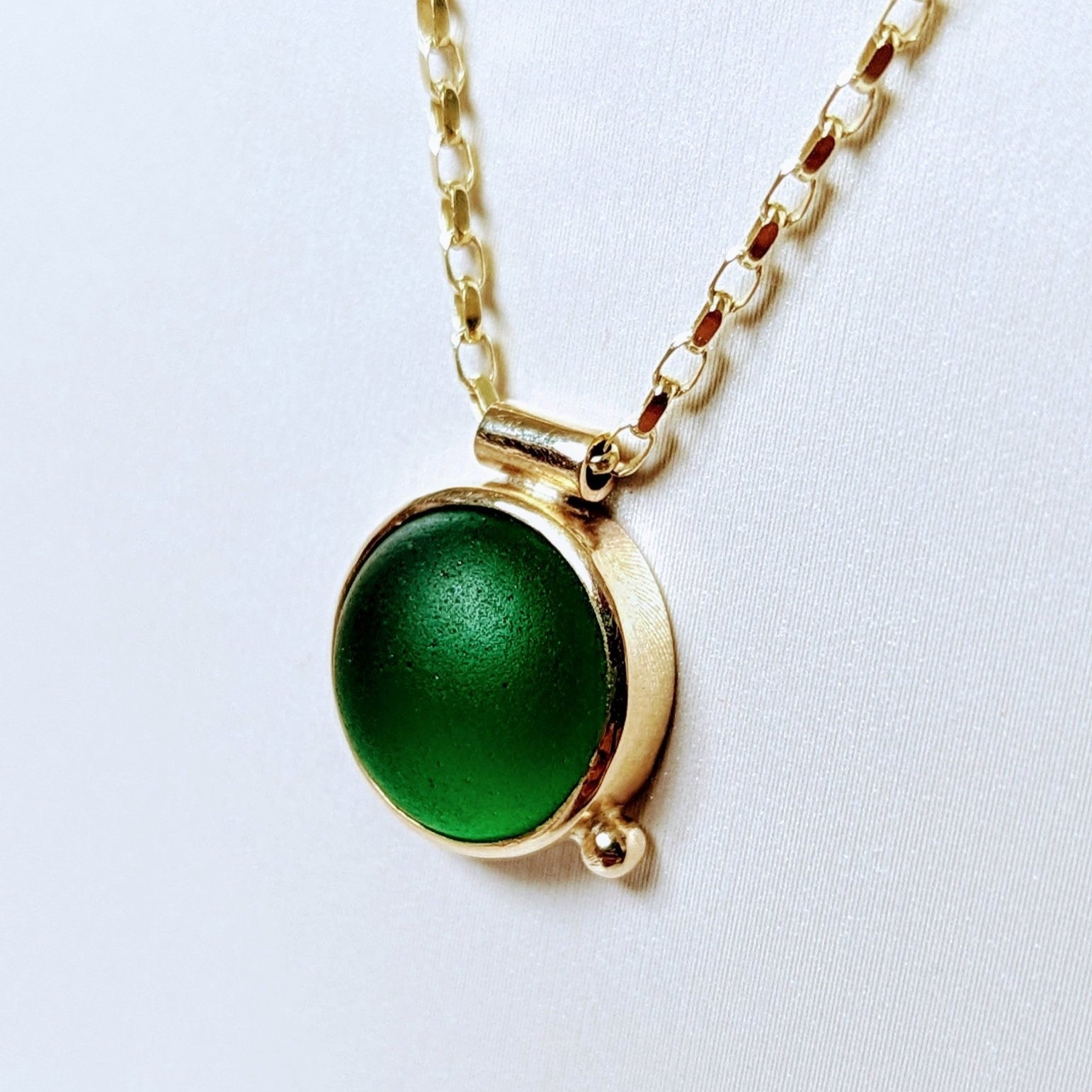 Gold Green Sea Glass Necklace - Allure Sea Glass CollectionNecklacesBooblinka Jewellery