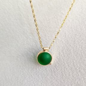 9 carat Gold Emerald Green Sea Glass Necklace - by Booblinka Jewellery