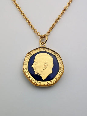 King Charles III Twenty Pence - Enamelled Coin Necklace - Boutee