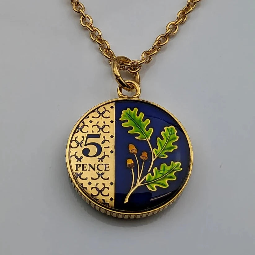 King Charles III Five Pence - Enamelled Coin Necklace - Boutee