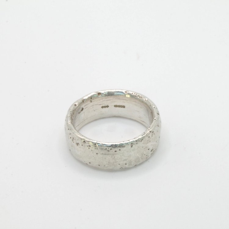 Uniquely Textured Broad Sandcast Ring - Boutee