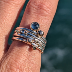 London Blue Topaz and Diamonds Stacker Rings – Ocean CollectionRingsBooblinka Jewellery