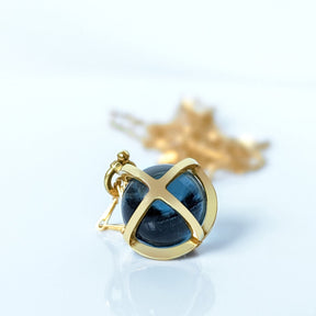 Drop of The Ocean - 18 carat Gold Necklace with London Blue Topaz SphereNecklacesBooblinka Jewellery